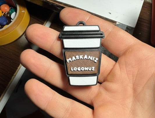 Özel Logolu Kahve Bardağı Anahtarlık - Kafe & Restoranlar İçin