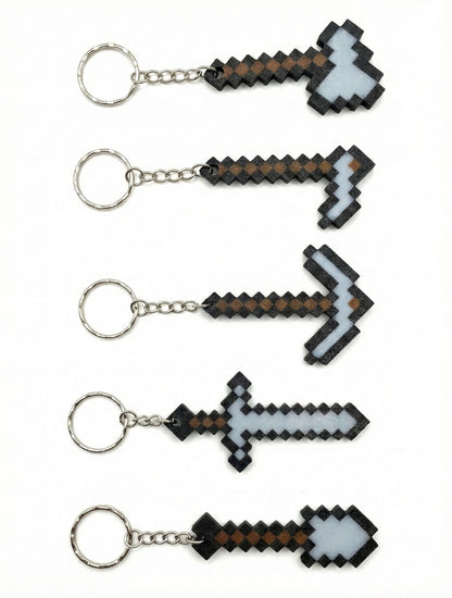 Minecraft Serisi 3D Piksel Ekipman Anahtarlık (Tekli Seçenek)