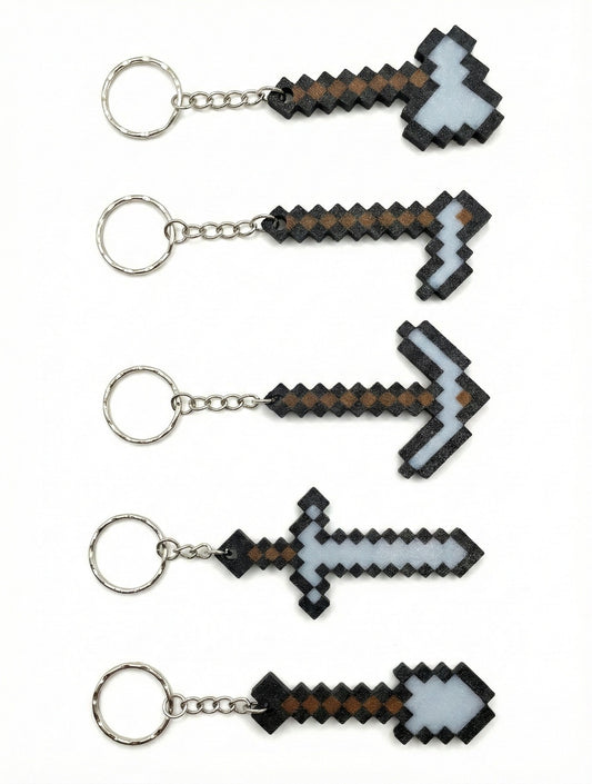 Minecraft Serisi 3D Piksel Ekipman Anahtarlık (Tekli Seçenek)